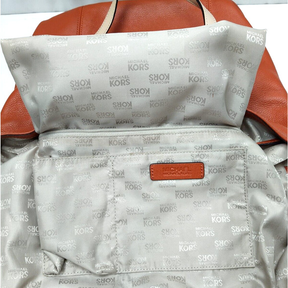 Michael Kors Jet Set Salmon Orange Pebbled Leather Double Handle Tote Bag - Picture 13 of 16